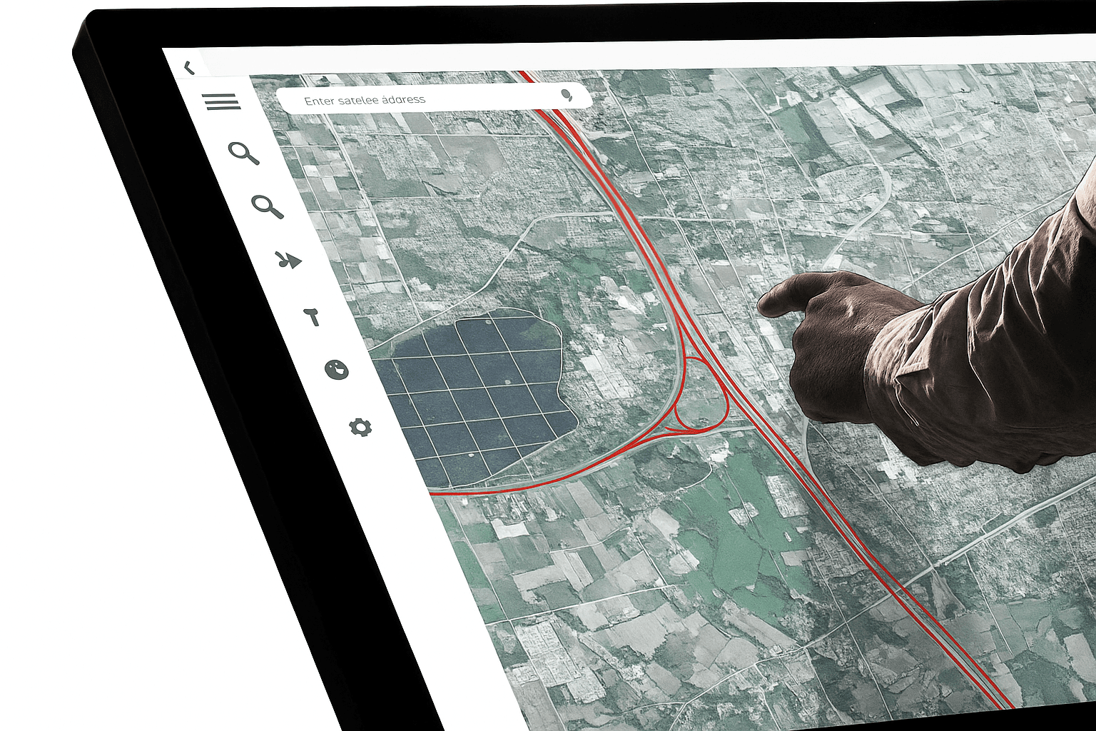 Digitale Kaartentafel in gebruik voor GIS-analyse en ruimtelijke planning